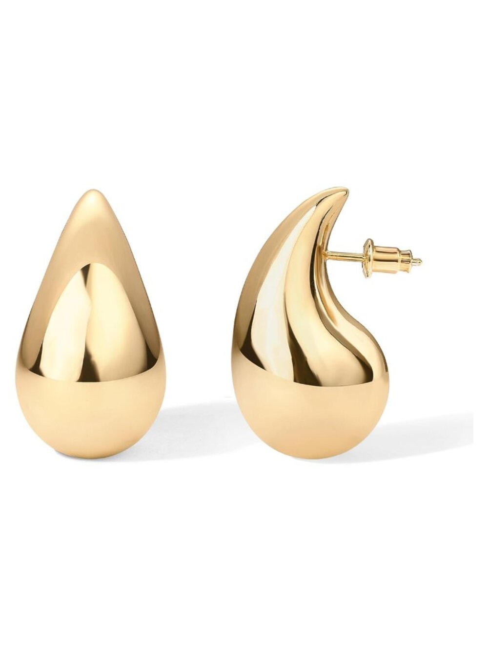 14K Gold Plated Teardrop Hoop Earrings with 925 Sterling Silver Posts